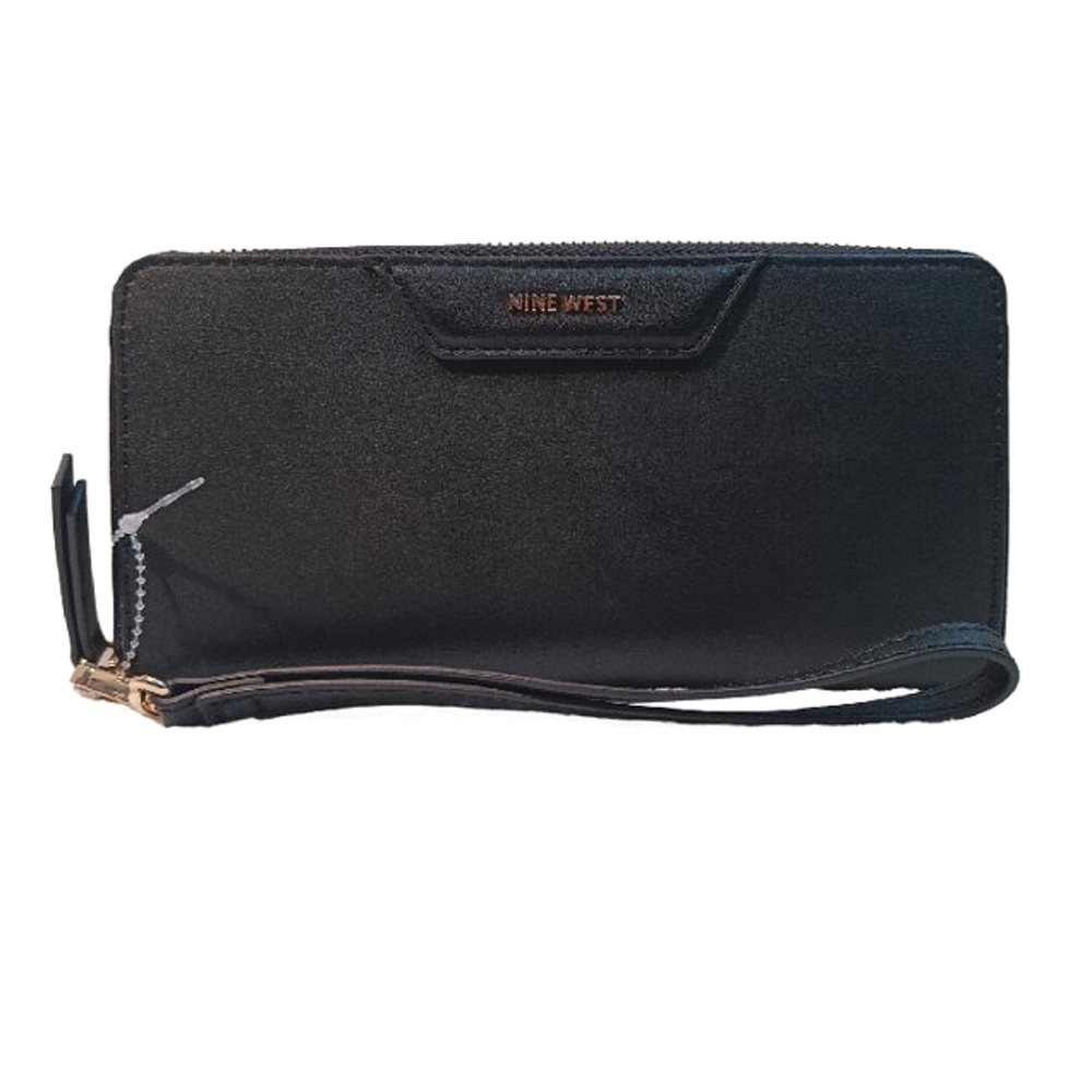 🎁 Nine West Full Size Wallet/Wristlet. Black with Gold Hardware. NWT